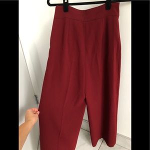 Zara Red High waisted wide leg pants